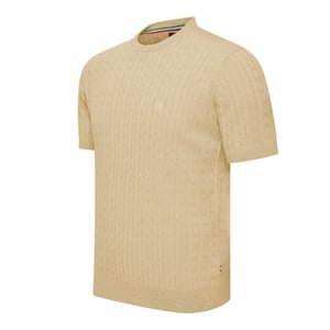 Cappuccino Italia Tee SS Loreto Cable Knit Tee Beige