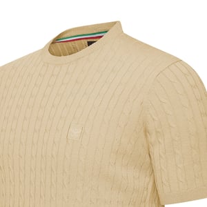 Cappuccino Italia Tee SS Loreto Cable Knit Tee Beige