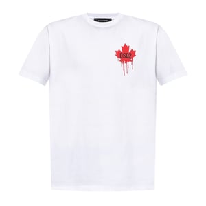 Dsquared2 T-shirt Met Klein Logo Van Een Druipend Esdoornblad, Wit