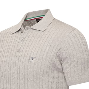 Cappuccino Italia Polo SS Caorle Cable Knit Polo Grijs