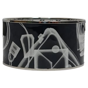 Hermès Please, Check-In Bangle Armband in Zwart Metaal