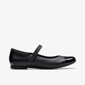 Scala Gem Jongens Zwarte Leren Schoenen