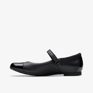 Scala Gem Jongens Zwarte Leren Schoenen