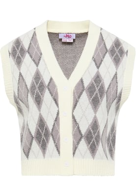 Mymo Gebreide vest Blonda Dames Wol Wit Veelkleurig