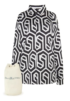 Dreimaster Hemdbluse + Shopping Bag - SET Dames zwart en wit