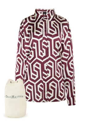Dreimaster Hemdbluse + Shopping Bag - SET Dames Gebroken witte Bordeaux