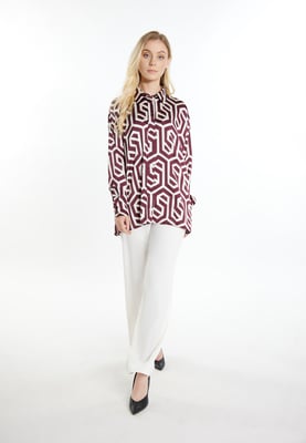 Dreimaster Hemdbluse + Shopping Bag - SET Dames Gebroken witte Bordeaux