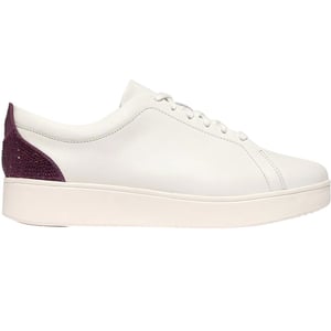 FitFlop Dames/Dames Rally Crystal Leren Trainers (Wit/Mauve/Wijn)