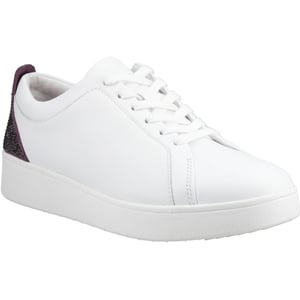 FitFlop Dames/Dames Rally Crystal Leren Trainers (Wit/Mauve/Wijn)