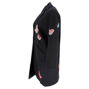 Valentino Vlinderapplicatie Mantel in Zwart Wol
