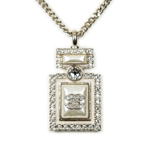 Pearl Rhinestone Perfume Bottle Necklace  Ketting