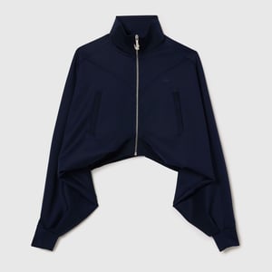 Lacoste cropped sweatshirt met volledige ritssluiting voor dames in marineblauw