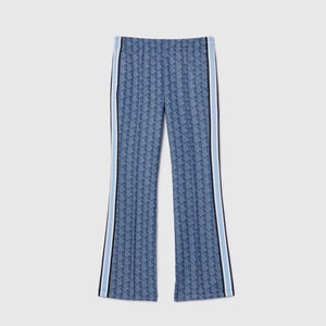 Lacoste flared joggingbroek met Monogram-motief voor dames in blauw