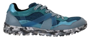 Dolce & Gabbana Blauwgriijze Leren Sport Lage Sneakers