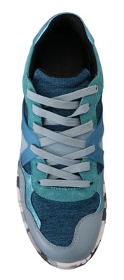 Dolce & Gabbana Blauwgriijze Leren Sport Lage Sneakers