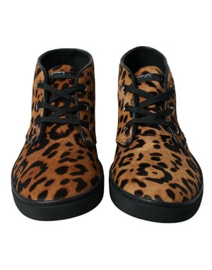 Dolce & Gabbana Bruine Luipaard Ponyhair Leren Sneakers Schoenen