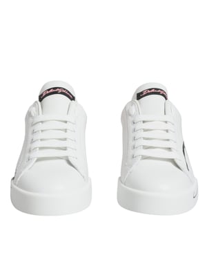 Dolce & Gabbana Witte Roze Portofino Lage Sneakers Schoenen