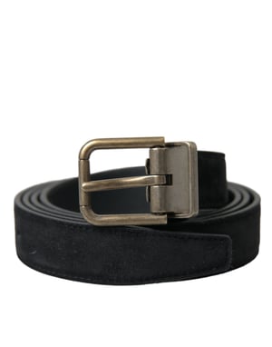 Dolce & Gabbana Zwarte Suède Leren Gouden Metalen Gesp Riem