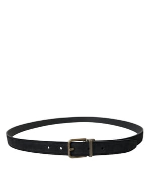 Dolce & Gabbana Zwarte Suède Leren Gouden Metalen Gesp Riem