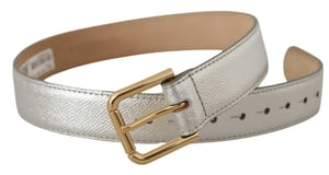 Dolce & Gabbana Zilveren Leer Gouden Logo Metaal Taillegesp Riem