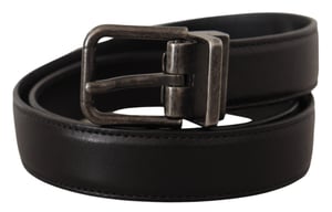 Dolce & Gabbana Zwarte Kalfsleer Logo Metalen Gesp Riem