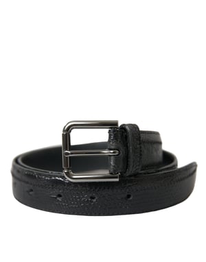 Dolce & Gabbana Zwarte Exotische Leren Riem met Zilveren Metalen Gesp