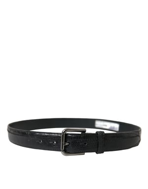 Dolce & Gabbana Zwarte Exotische Leren Riem met Zilveren Metalen Gesp