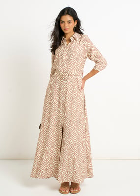 Beige maxi-jurk met ceintuur