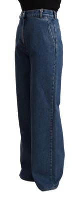 GCDS Blauwe Katoenen Hoge Taille Wijde Pijpen Boot Cut Denim Jeans
