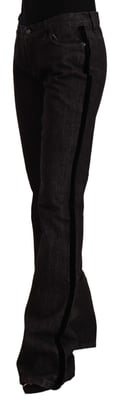 GF Ferre Zwarte Midden Taille Katoenen Denim Rechte Bootcut Jeans