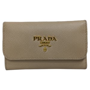 Prada sleutelhanger in beige saffiano leer
