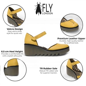Fly London dames sandalen met sleehak, model BISO305FLY, van suède leer, geel.