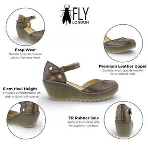 Fly London Yuna damessandalen met sleehak, bronsbruin leer