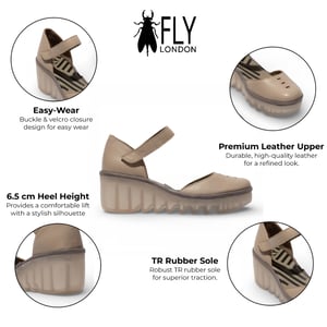Fly London damessandalen met sleehak, model BISO305FLY, van suède leer in taupekleur.