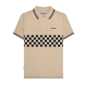 Lambretta Heren SS25 Tweekleurig Gestipt Poloshirt (Steen/Zwart)