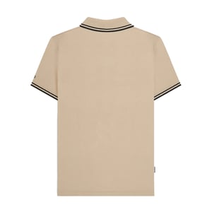 Lambretta Heren SS25 Tweekleurig Gestipt Poloshirt (Steen/Zwart)