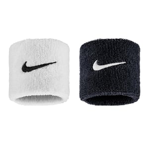Nike Klassieke Swoosh Zweetband (Set van 2) (Zwart/Wit)