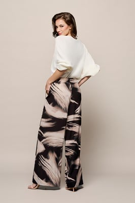 Aiden Print Broek Zwart / Off White