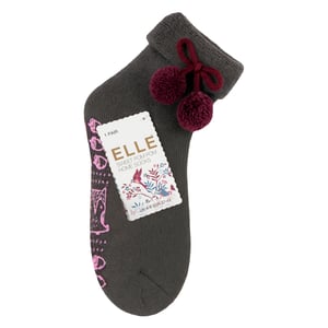 1 Paar Dames Wolmix Slippersokken met Pompon - Warm Zacht Gezellig Comfort
