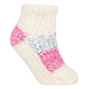 1 Paar Dames Sherpa Gevoerde Slippersokken - Warme Fluffy Comfortabele Binnenaccessoire
