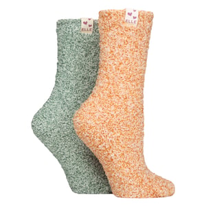 2-Pack Dames Twee Kleurige Gezellige Bed- en Huissokken - Warme Zachte Ontspannende Comfort