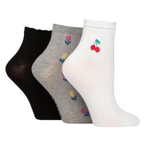 3-Pack Dames Geribbelde Enkelkousen met Rimpelrand - Zacht Stijlvol Dagelijks Comfort