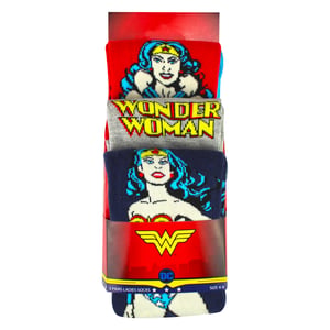 3 Paar Dames Katoenen Novelty Sokken - Wonder Woman Patroon Comfortabele Sokken