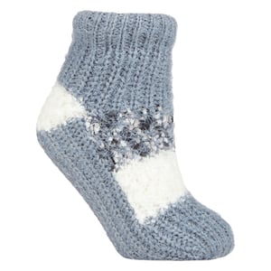 1 Paar Dames Sherpa Gevoerde Slippersokken - Warme Fluffy Gezellige Binnencomfort