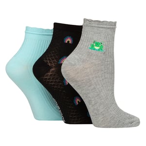 3-Pack Dames Geribbelde Enkelkousen met Rimpelrand - Zachte Stijlvolle Dagelijkse Pasvorm