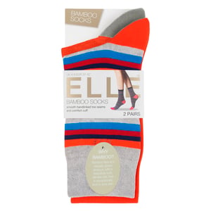 2-pack Dames Gestreepte en Effen Bamboosokken - Zacht Ademend Dagelijks Comfort