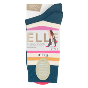 2-Pack Dames Gestreepte en Effen Bamboosokken - Zacht Ademend Dagelijks Comfort
