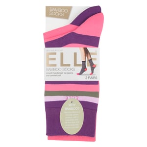 2-Pack Dames Gestreepte en Effen Bamboosokken - Zachte Ademende Dagelijkse Comfort