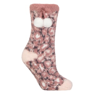 1 Paar Dames Sherpa Gevoerde Grip Sokken - Warme Fluffy Gezellige Antislip Comfort
