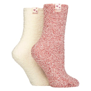 2-Pack Dames Twee Kleurige Gezellige Bed- en Huissokken - Warme Zachte Ontspannende Comfort